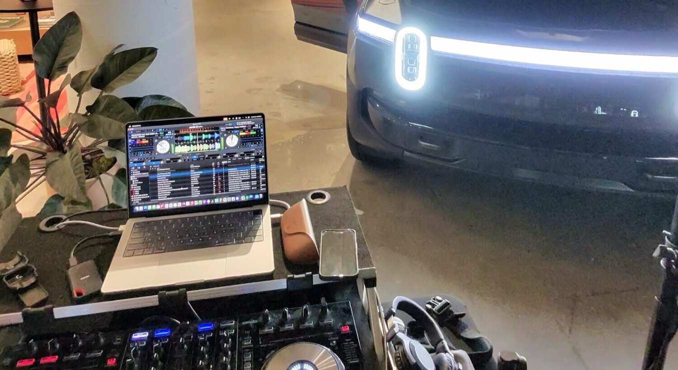 Rivian event DJ setup, Atlanta